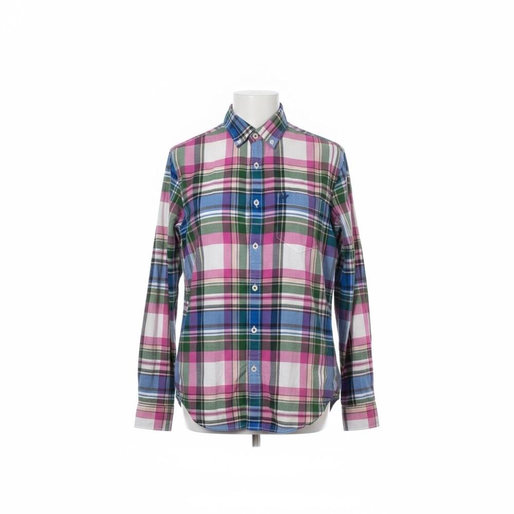 American Eagle Shirt Mens M Vintage Fit Button Up Blue White Pink Plaid